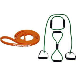 👉 Fitness set oranje groen Tunturi - Weerstandsband Extra Light Tubing 8720679640889