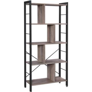 👉 Boekenkast grijs zwart hout Nancy's Steve 2 - Boekenkasten Industrieel Ijzeren Frame Grijs/zwart 74 X 30 154,5 Cm (L B 6013818581566