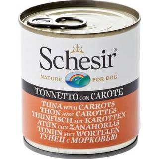 👉 Schesir Hond Blik Gelei 285 g - Hondenvoer - Tonijn&Wortel