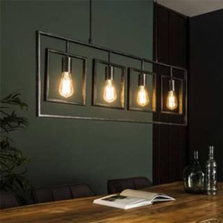 👉 Industriële hanglamp staal Color-Grijs One Size Mick charcoal 4-lichts 8720168889270