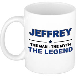 👉 Beker mannen Jeffrey The Man, Myth Legend Cadeau Koffie Mok / Thee 300 Ml - Naam Mokken 8720276090018