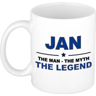 👉 Beker keramiek active mannen Jan The man, myth legend verjaardagscadeau mok / 300 ml