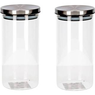 👉 Transparante glas 2x Bewaarbussen Met Deksel Van 900 Ml - Voorraadpot 8720276711333