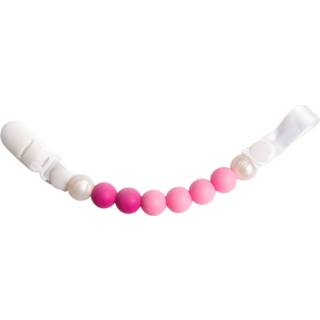 👉 Lollipop wit roze siliconen Lollipops & More Fopspeenclip Cuberdon Wit/roze 2952349926689