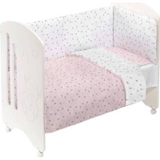 👉 Ledikant wit roze Interbaby Lovely Kroon 124 X 64 Cm Wit/roze 4-delig 8435440344476