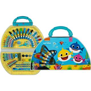 👉 Potlood baby's Baby Shark Kleurkoffer 51-deligkleurpotloden - Wascokrijtjes Potloden Puntenslijper 8754956875480