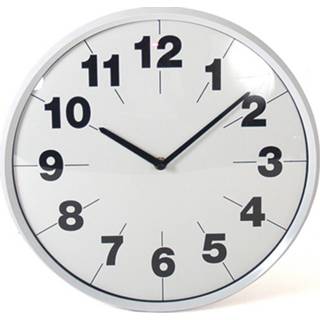 👉 Wandklok wit zwart glas Gerimport Savile 33 X 5,5 Cm Wit/zwart 8430540868914