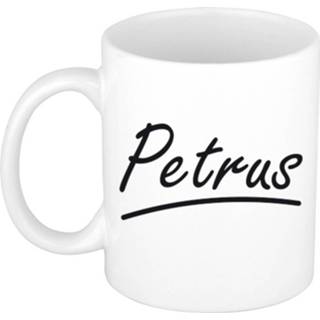 👉 Beker multi keramiek mannen active Naam cadeau mok / Petrus met sierlijke letters 300 ml