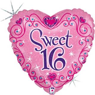 👉 Folie Ballon Happy Birthday Sweet Sixteen 46 Cm - Ballonnen 8720276073745