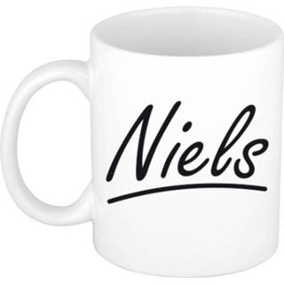 👉 Beker mannen Naam cadeau mok / Niels met sierlijke letters 300 ml