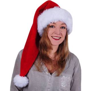 👉 Kerstmuts rood wit pluche Luxe Lange Rood/wit Van Voor Volwassenen 78 Cm - Kerstmutsen 3700299937250