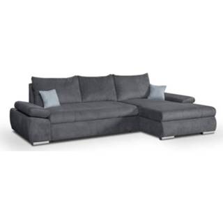 👉 Hoekbank grijze stof 4-zits Converteerbare Rechts - Donkergrijze En Pastelblauwe Kussens L 285 X D 171 H 80 Cm Caserto 5901750951558