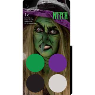 👉 Zwart groen paars wit Riethmüller Schminkset Heks Zwart/groen/paars/wit 5-delig 194099056045