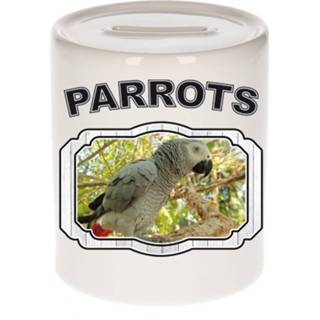 👉 Spaarpot grijze kinderen Dieren Roodstaart Papegaai - Parrots/ Papegaaien Spaarpotten 9 Cm 8720276879439