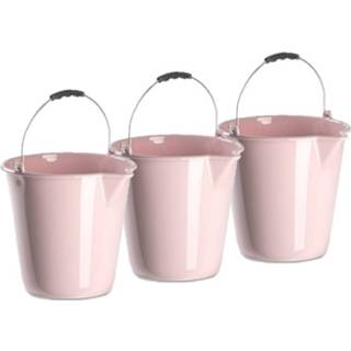 👉 Schenktuit roze kunststof 3x Stuks Emmers Met Oud 12 Liter - 8720576496053