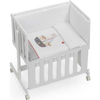 👉 Wit grijs Interbaby Wieg/co-sleeper Pirata 55 X 85 Cm Wit/grijs 5-delig 8435440334521