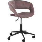 👉 Bureau stoel metaal fluweel roze zwarte 24designs Bureaustoel Groove Velvet - Poederroze Kruispoot Met Wielen 8720289853303