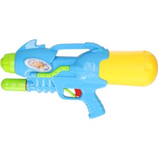 👉 Waterpistool blauw geel multi kunststof kinderen Waterpistool/waterpistolen met waterreservoir 42 cm