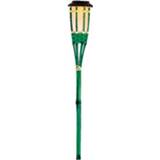 👉 Fakkel groene groen hout 1x buiten/tuin LED Bodi solar verlichting 54 cm vlam