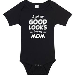 👉 I get my good looks from my mom romper / rompertje - zwart - unisex - jongens / meisjes - kraamcadeau / geboorte cadeau - zwart rompertje voor baby
