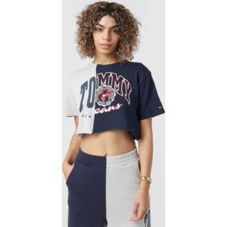 👉 Spijkerbroek XS Tommy Jeans Crop College Spliced T-Shirt 8720116585070