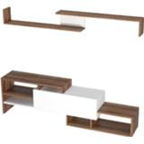 👉 Wit Homemania Tv-meubelset Fenice 150x27x45 Cm En Houtkleurig 8681847167358