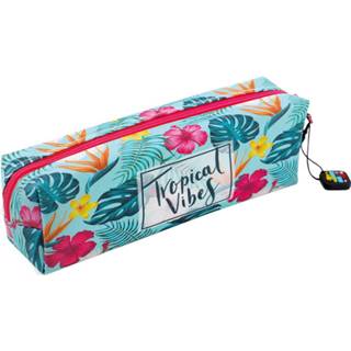 👉 Etui blauw roze textiel I-total Tropical Junior 19 X 5 Cm Blauw/roze 8057711462070