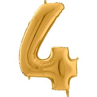👉 Folie goud Carnival Toys Cijferballon 4 66 Cm 8004761042745