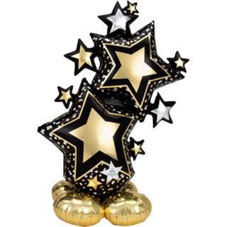 👉 Folieballon zwart Anagram Airloonz Star 127 Cm Goud/zwart/zilver 26635424639