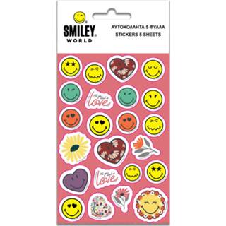 👉 Stickervel geel roze blauw papier Smiley Junior Geel/roze/blauw 5 Stuks 5205698527975