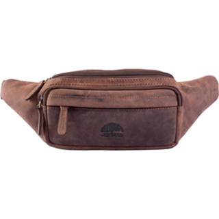 👉 Heuptas bruin leer buffelleer vrouwen mannen Wild Woods Leren Unisex - Stevige Buideltas Dames / Heren Vintage Donkerbruin 4250061324720