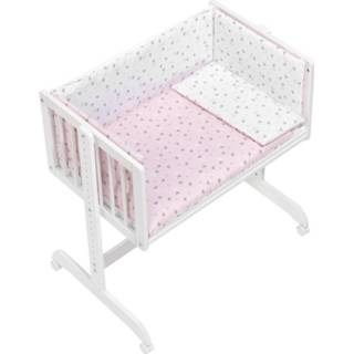 👉 Wit roze hout Interbaby Wieg/co-sleeper Kroon 55 X 85 Cm Wit/roze 5-delig 8435440341611