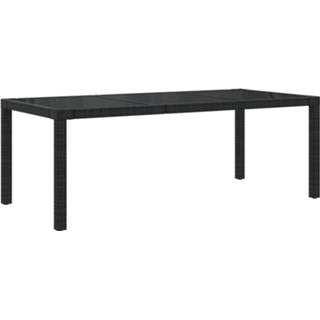 👉 Terrastafel zwart glas Vidaxl Tuintafel 190x90x75 Cm Gehard En Poly Rattan Black 8720286666494