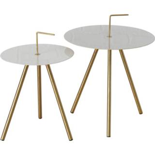 👉 Bijzettafel metaal goud 4goodz Tobo Set Van 2 Stuks 35x52/45x58 Cm - 6013922712788