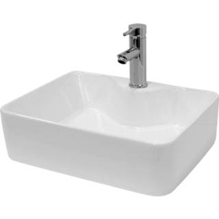 👉 Wastafel keramiek 480x380x140 Mm Van Incl. Afvoerset Zonder Overloop 4064649024243