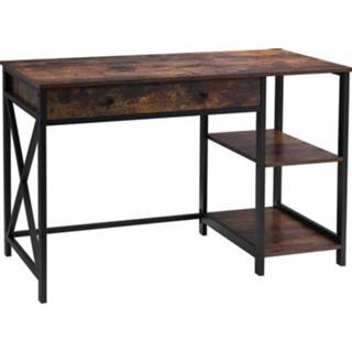 👉 Bureau bruin hout metaal Parya Home - Donkerbruin 8720618532077
