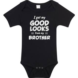 👉 I get my good looks from my brother romper / rompertje - zwart - unisex - jongens / meisjes - kraamcadeau / geboorte cadeau - zwart rompertje voor baby