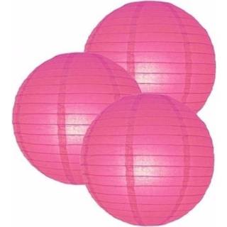 👉 Lampion magenta roze One Size 3 fuchsia lampionnen 25 cm 8718758997269