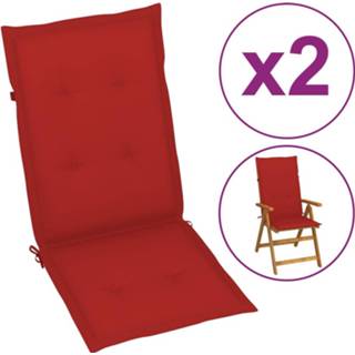 👉 Tuinstoelkussen Vidaxl Tuinstoelkussens Rood 120x50x3 Cm 2 St 8718475507505