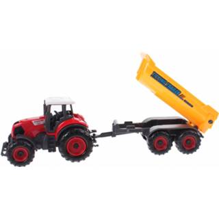👉 Aanhanger rood Johntoy Tractor Met Rond 22 Cm 8718807977129