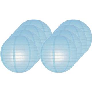 👉 Lampion blauwe 8x Lichtblauwe Bol Lampionnen 25 Cm - Feestlampionnen 8720147679175