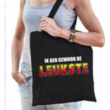 👉 Katoenen tas zwart One Size vrouwen Ik ben gewoon de leukste - tasje / shopper voor dames 8720147990133