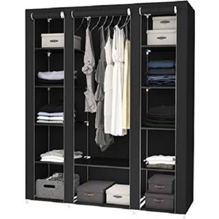 👉 Garderobekast Parya Home - Opvouwbare Garderobe Kast Met Kleding Ophangrail 12 Opslag Planken 8719325781328