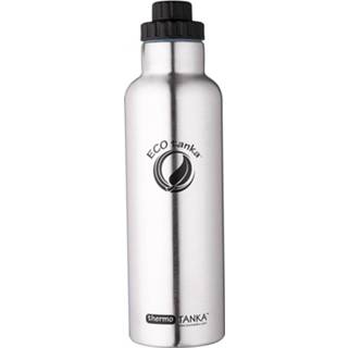 👉 Drinkfles zwart RVS chroom edelstaal zilverkleurig Ecotanka Thermo Tanka 800 Ml Chroom/zwart 700175876324