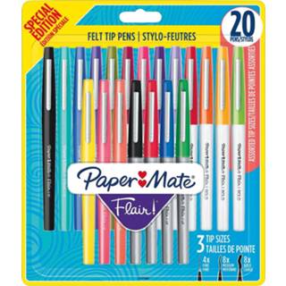 👉 Viltstift stuks viltstiften Paper Mate Flair, geassorteerde schrijfbreedte, blister van 20 in kleuren 3026981619892