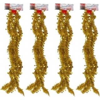 👉 Kerstboom gouden 4x Slingers 270 Cm - Kerstslingers 8720147418460