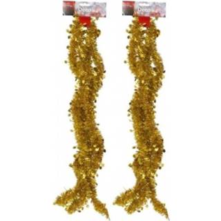 👉 Kerstboom gouden 2x Slingers 270 Cm - Kerstslingers 8720147418439