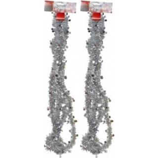 👉 Kerstboom zilveren 2x Slingers 270 Cm - Kerstslingers 8720147418330