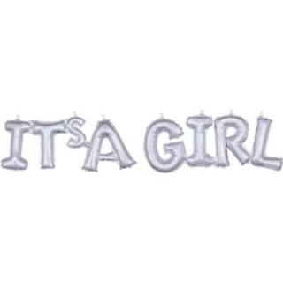 👉 Folie zilver zilverkleurig meisjes Amscan Ballon It's A Girl 110 Cm Holografisch 2-delig 26635391719