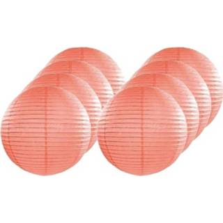 👉 Lampion roze 8x Zalm Lampionnen Rond 25 Cm - Feestlampionnen 8720147680003